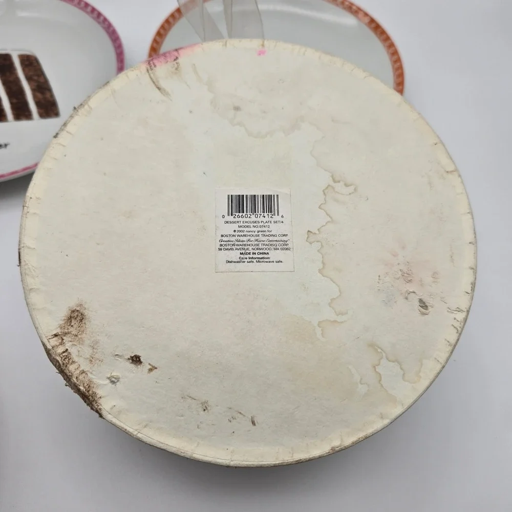 Boston Warehouse Dessert Excuses Plate Set 6.5in Multicolor Cake Kitsch Novelty